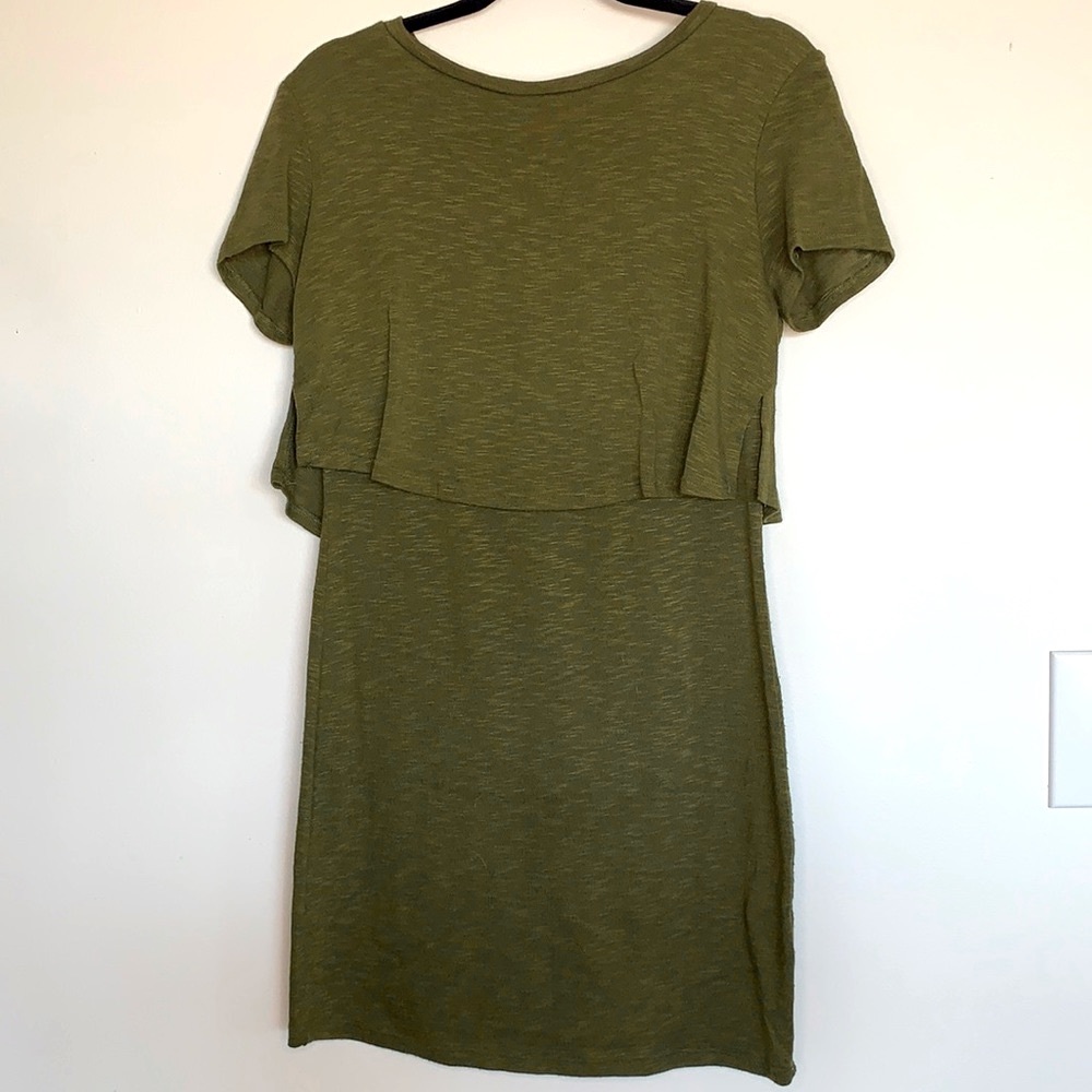 Olive green fly away back mini dress size medium - Picture 1 of 4